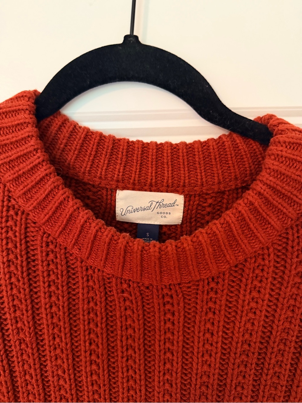 Universal Thread Ribbed Crewneck Sweater - Rust Orange - Picture 2 of 4
